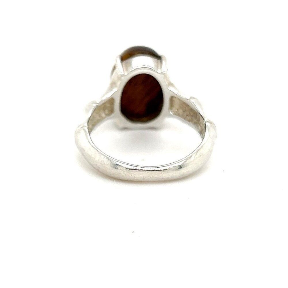 925 Silver Brown Stone Ring - image 3